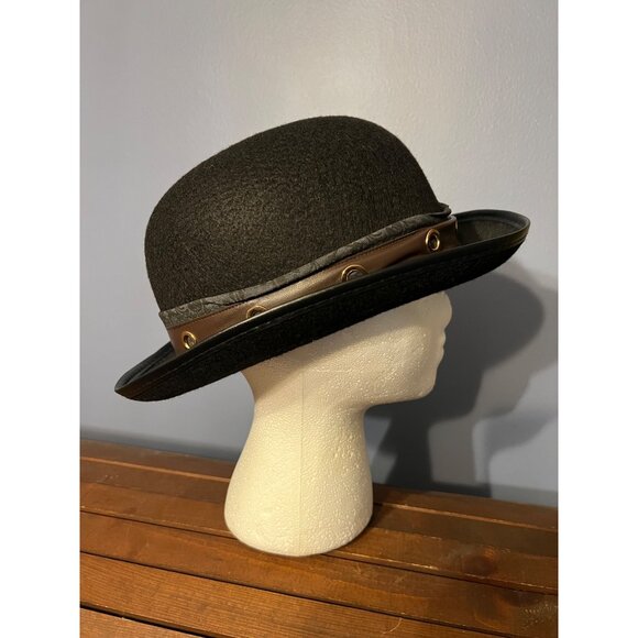 Steampunk‎ Bowler Black Hat OS With Gears Halloween Costumes Cosplay Dress Up - Picture 4 of 5